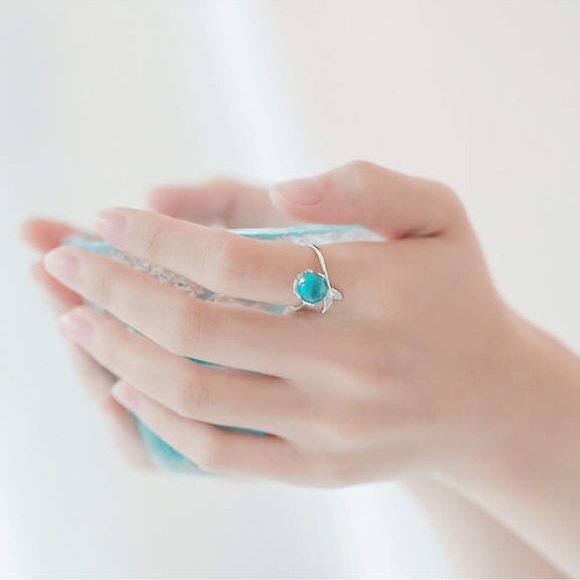 Blue Water Mermaid Tail Adjustable Ring - Picture 2 of 3